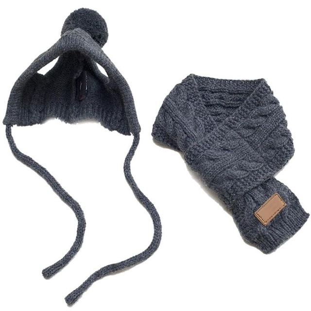 Szczeniak Pluszowy kostium zimowy szalik + czapka w paski boże narodzenie - Wianko - 13