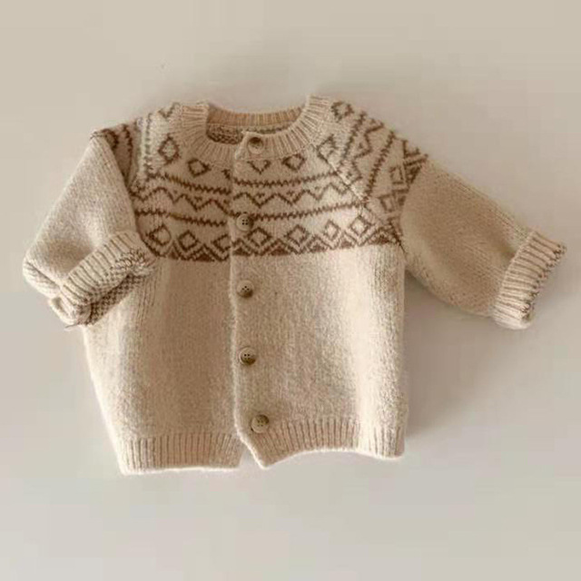 Dziecięcy sweter Retro z wzorem w kratkę i diamentami dla dziewczynek i chłopców - Wianko - 15