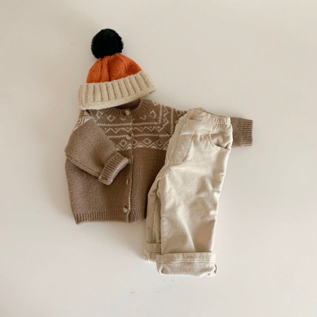 Dziecięcy sweter Retro z wzorem w kratkę i diamentami dla dziewczynek i chłopców - Wianko - 10