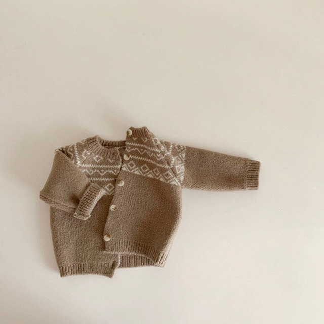 Dziecięcy sweter Retro z wzorem w kratkę i diamentami dla dziewczynek i chłopców - Wianko - 13