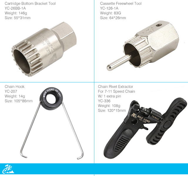 Zestaw narzędzi serwisowych rowerowych BIKEHAND YC-721, 18 in 1, do naprawy korby BB, dolnego wspornika piasty, koła wolnobieżnego, pedała, szprych oraz łańcucha - Wianko - 20