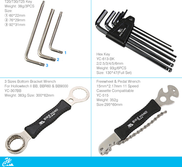 Zestaw narzędzi serwisowych rowerowych BIKEHAND YC-721, 18 in 1, do naprawy korby BB, dolnego wspornika piasty, koła wolnobieżnego, pedała, szprych oraz łańcucha - Wianko - 19