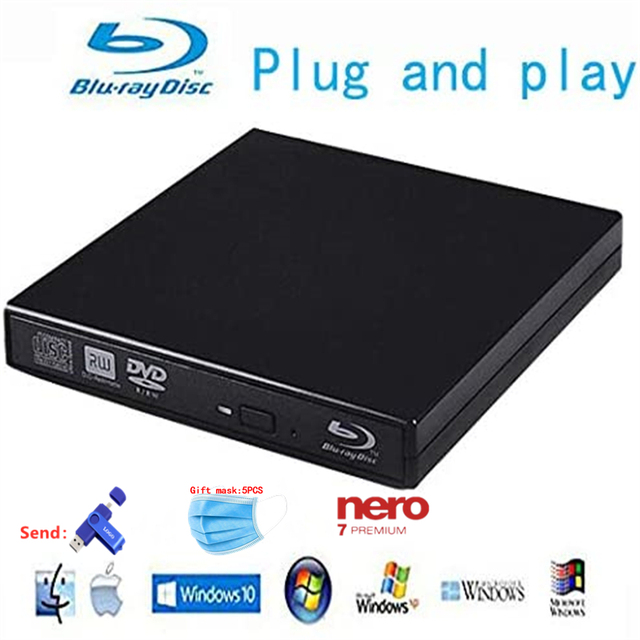 Zewnętrzny napęd DVD i Blu-Ray MthsTec USB 2.0 z nagrywarką Blu-Ray typu C oraz optycznym napędem DVD Slim 3D kompatybilnym - Wianko - 1