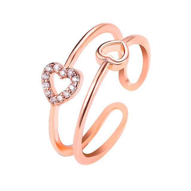 Romantyczne otwarte pierścienie ślubne z kryształowym sercem - Trendy biżuteria 2021 - Wianko - 19