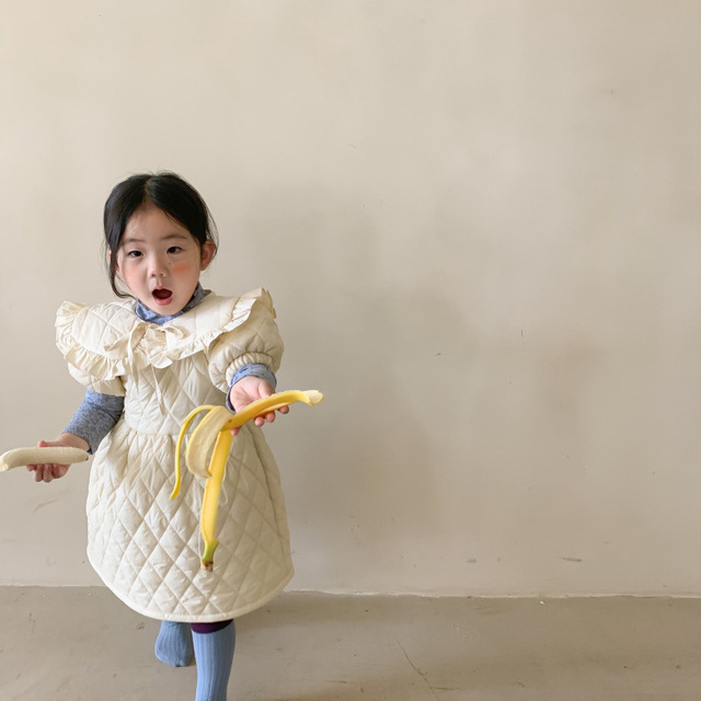 Sukienka pikowana dla dzieci z krótkim rękawem, idealna na jesień i zimę - dostępna w koreańskim stylu z ocieplaną bawełnianą Princess Dress - Wianko - 15