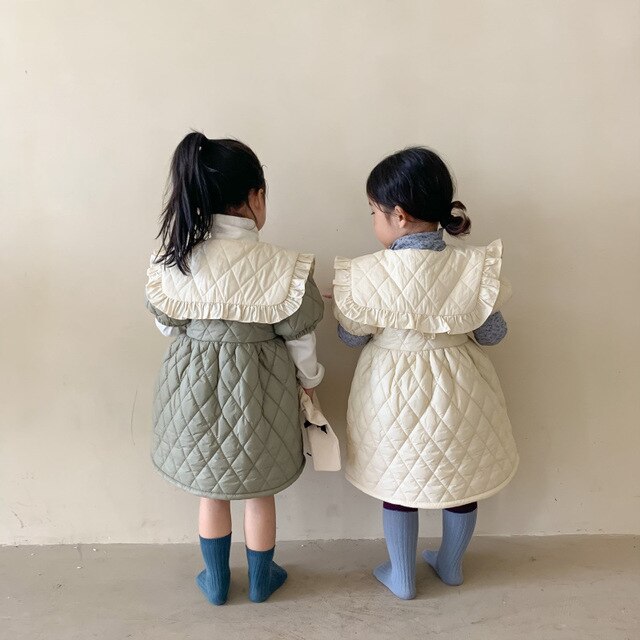 Sukienka pikowana dla dzieci z krótkim rękawem, idealna na jesień i zimę - dostępna w koreańskim stylu z ocieplaną bawełnianą Princess Dress - Wianko - 2
