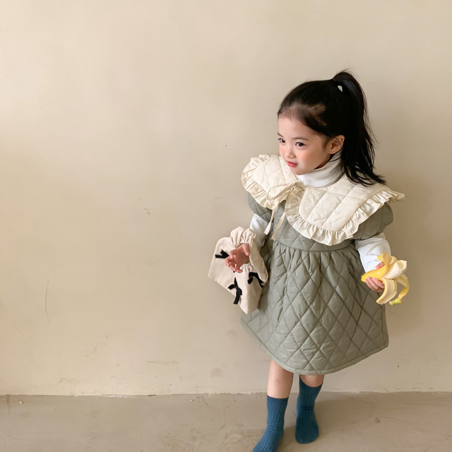 Sukienka pikowana dla dzieci z krótkim rękawem, idealna na jesień i zimę - dostępna w koreańskim stylu z ocieplaną bawełnianą Princess Dress - Wianko - 11