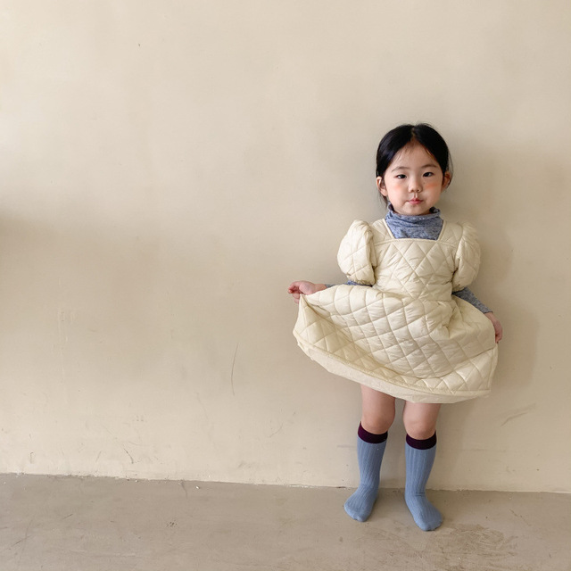 Sukienka pikowana dla dzieci z krótkim rękawem, idealna na jesień i zimę - dostępna w koreańskim stylu z ocieplaną bawełnianą Princess Dress - Wianko - 22