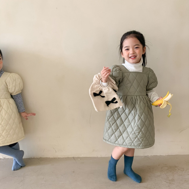 Sukienka pikowana dla dzieci z krótkim rękawem, idealna na jesień i zimę - dostępna w koreańskim stylu z ocieplaną bawełnianą Princess Dress - Wianko - 9
