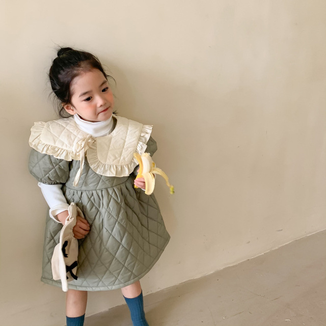 Sukienka pikowana dla dzieci z krótkim rękawem, idealna na jesień i zimę - dostępna w koreańskim stylu z ocieplaną bawełnianą Princess Dress - Wianko - 12