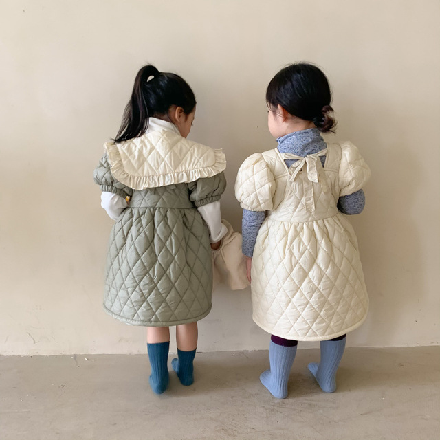 Sukienka pikowana dla dzieci z krótkim rękawem, idealna na jesień i zimę - dostępna w koreańskim stylu z ocieplaną bawełnianą Princess Dress - Wianko - 8
