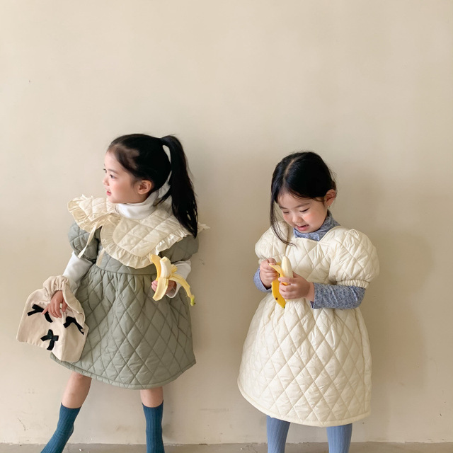 Sukienka pikowana dla dzieci z krótkim rękawem, idealna na jesień i zimę - dostępna w koreańskim stylu z ocieplaną bawełnianą Princess Dress - Wianko - 5