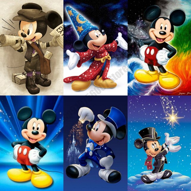 Minnie i Mickey - Diamentowe malowanie 5D Disney - Pełna plaza/okrągłe wiertło - Haft mozaikowy - Zestaw do szycia - Dekoracja wnętrza - Prezent urodzinowy - Wianko - 1