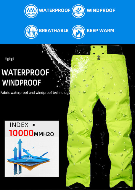 Męskie spodnie narciarskie wodoodporne, ciepłe, grube, przeznaczone do snowboardu i outdooru, o oddychającej funkcji. Dostępne w 6 kolorach - Wianko - 2