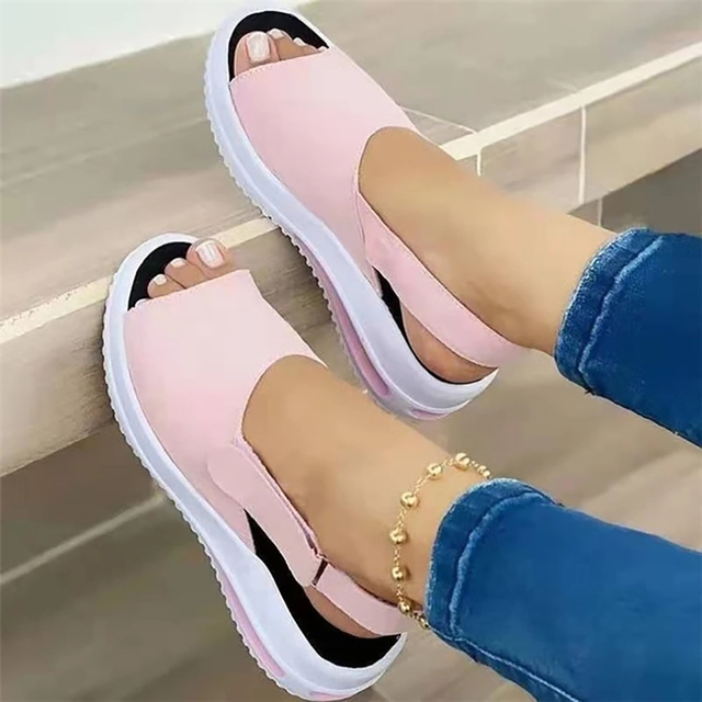 Sandały damskie na obcasie Peep Top, letnie buty 2021 z miękkimi klinami na platformie - Sandalias Mujer - Wianko - 20