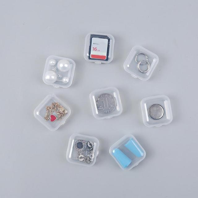 Pudełko do przechowywania biżuterii - przezroczyste, plastikowe, kwadratowe (10 sztuk) - Wianko - 5