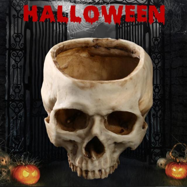 Rzemiosło żywiczne - Model szkieletu człowieka z zębem, czaszką i skamieliną - Doniczka na kwiaty Halloween - Nowość! - Wianko - 4