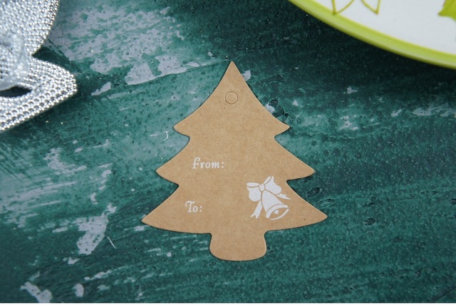 Duże opakowanie 100 sztuk papierowych dekoracji Boże Narodzenie, motyw prezentu, projekt etykiety, tagi Scrapbooking, Craft papier DIY - Wianko - 4