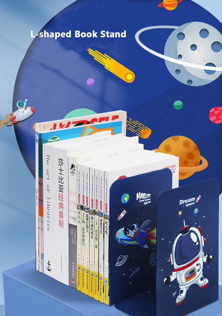 Podpórki na książki Cartoon Anime Bookends w kształcie litery L - Organizer biurkowy, stojak na książki, akcesoria biurowe - Wianko - 1