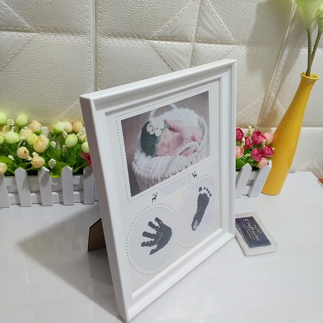 Ramka na zdjęcia dziecka z odciskiem dłoni i stóp - zestaw noworodka - Wianko - 5