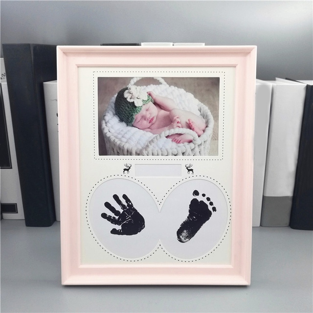 Ramka na zdjęcia dziecka z odciskiem dłoni i stóp - zestaw noworodka - Wianko - 3