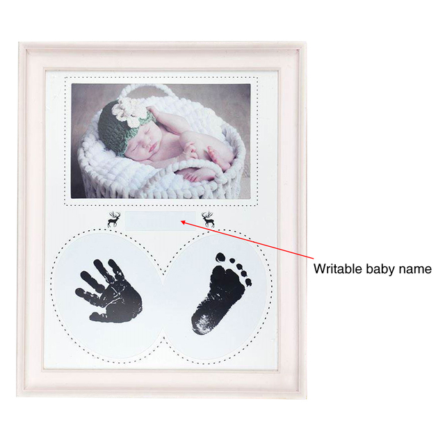 Ramka na zdjęcia dziecka z odciskiem dłoni i stóp - zestaw noworodka - Wianko - 15