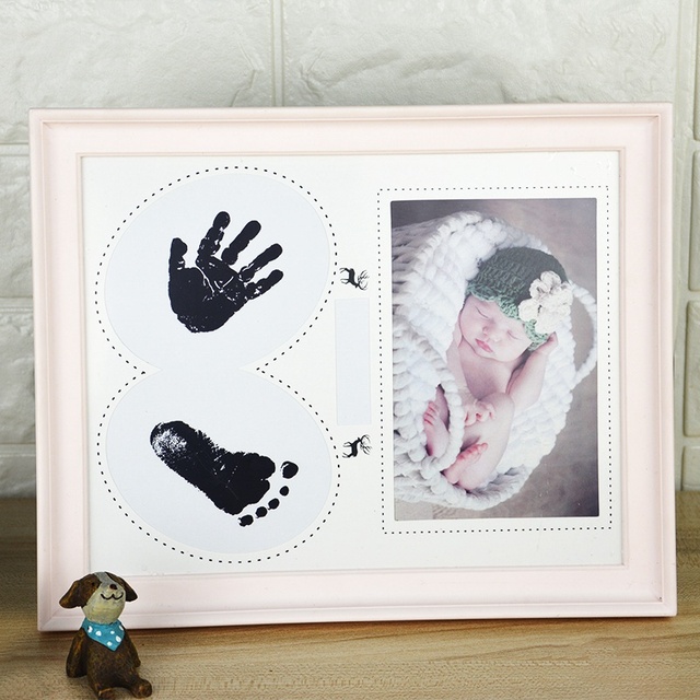 Ramka na zdjęcia dziecka z odciskiem dłoni i stóp - zestaw noworodka - Wianko - 6