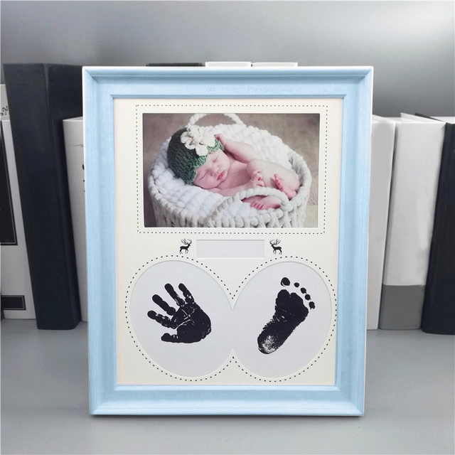 Ramka na zdjęcia dziecka z odciskiem dłoni i stóp - zestaw noworodka - Wianko - 2