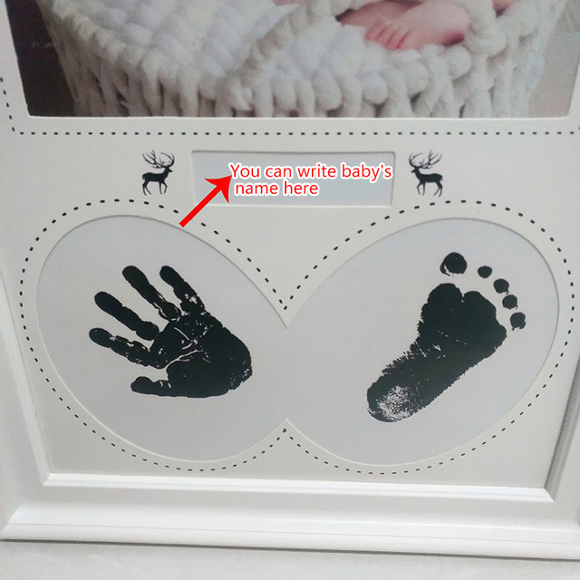 Ramka na zdjęcia dziecka z odciskiem dłoni i stóp - zestaw noworodka - Wianko - 7