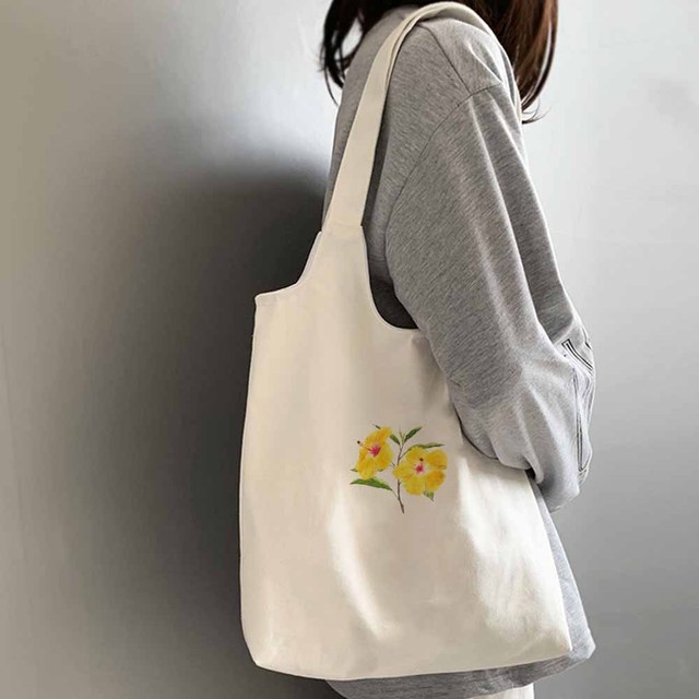 Nowa torebka brezentowa na ramię z kwiatowym wzorem - modna torba wielokrotnego użytku dla kobiet i dziewcząt - Wianko - 2