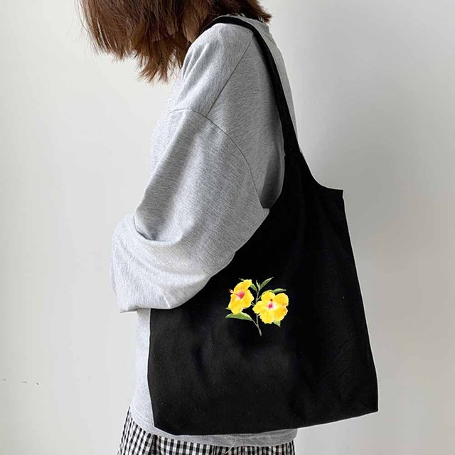 Nowa torebka brezentowa na ramię z kwiatowym wzorem - modna torba wielokrotnego użytku dla kobiet i dziewcząt - Wianko - 1