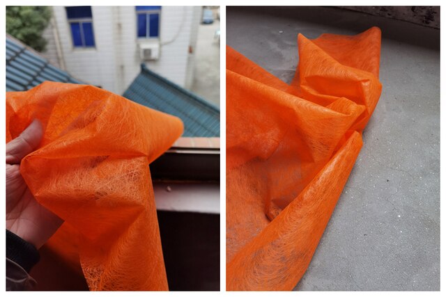 Materiał - Nieregularna pomarańczowa tkanina o liniowej teksturze, idealna do DIY, rekwizytów fotograficznych, pakowania, modelowania i projektowania - Wianko - 2