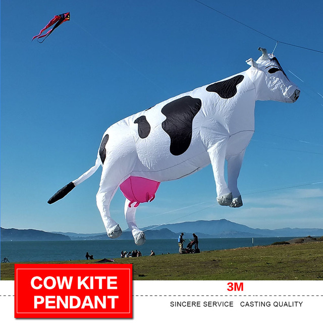 Nowy wisiorek latawca 3D z nadmuchiwanej 3-metrowej krowy dla dorosłych (kolor i wzór losowy) - Wianko - 1