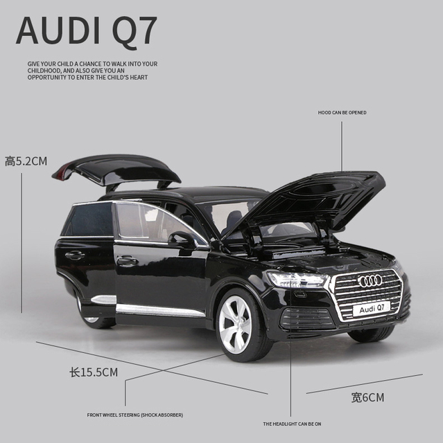 Nowy model Audi Q7 Sport SUV - odlewane auto z dźwiękiem i światłem, skala 1:32 - idealne dla dzieci, prezent kolekcjonerski - Wianko - 2