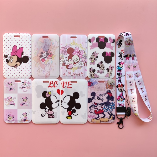 Etui na karty z wizerunkiem Minnie i Mickey Mouse dla dziewczyn, ze smyczą i ramą z tworzywa ABS - Wianko - 13