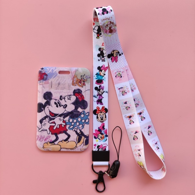 Etui na karty z wizerunkiem Minnie i Mickey Mouse dla dziewczyn, ze smyczą i ramą z tworzywa ABS - Wianko - 14