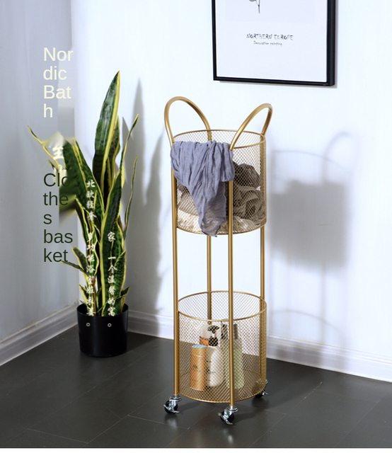 Artefakt domowy: Nordic Wheel – brudny kosz na bieliznę z wózkiem do przechowywania ubrań w łazience - Wianko - 1