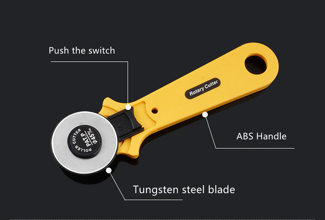 Nóż obrotowy Patchwork do cięcia tkanin, skóry i papieru 28/45mm z kółkiem rolkowym - akcesoria DIY - Wianko - 2