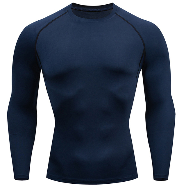 Męska koszulka sportowa z długim rękawem Quick Dry - kompresyjna, solidna i idealna na bieganie - Wianko - 5