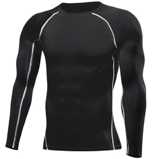Męska koszulka sportowa z długim rękawem Quick Dry - kompresyjna, solidna i idealna na bieganie - Wianko - 9