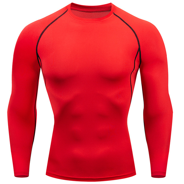 Męska koszulka sportowa z długim rękawem Quick Dry - kompresyjna, solidna i idealna na bieganie - Wianko - 7