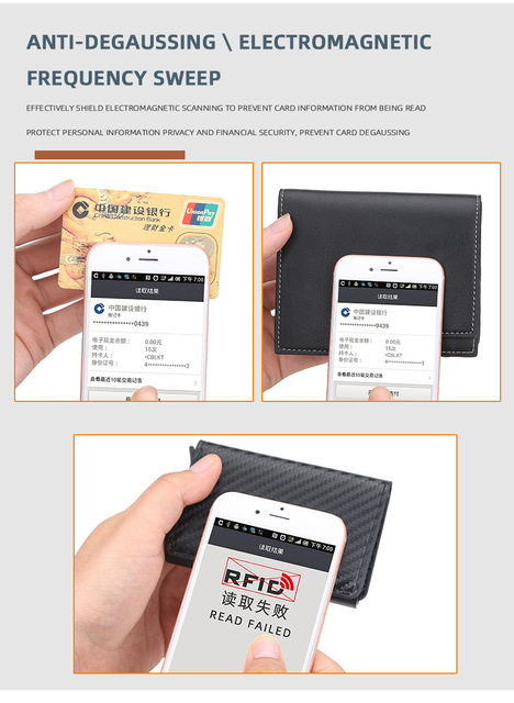 Etui na karty kredytowe RFID Blocking Carbon Aluminium – Portfel biznesowy dla mężczyzn, Slim Mini, mała portmonetka, czarny - Wianko - 6