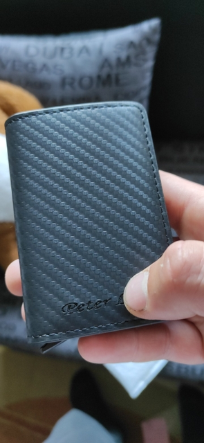 Etui na karty kredytowe RFID Blocking Carbon Aluminium – Portfel biznesowy dla mężczyzn, Slim Mini, mała portmonetka, czarny - Wianko - 1