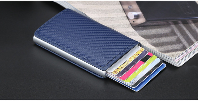 Etui na karty kredytowe RFID Blocking Carbon Aluminium – Portfel biznesowy dla mężczyzn, Slim Mini, mała portmonetka, czarny - Wianko - 17