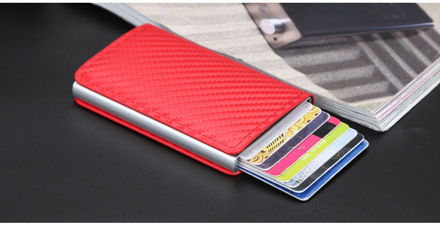 Etui na karty kredytowe RFID Blocking Carbon Aluminium – Portfel biznesowy dla mężczyzn, Slim Mini, mała portmonetka, czarny - Wianko - 18