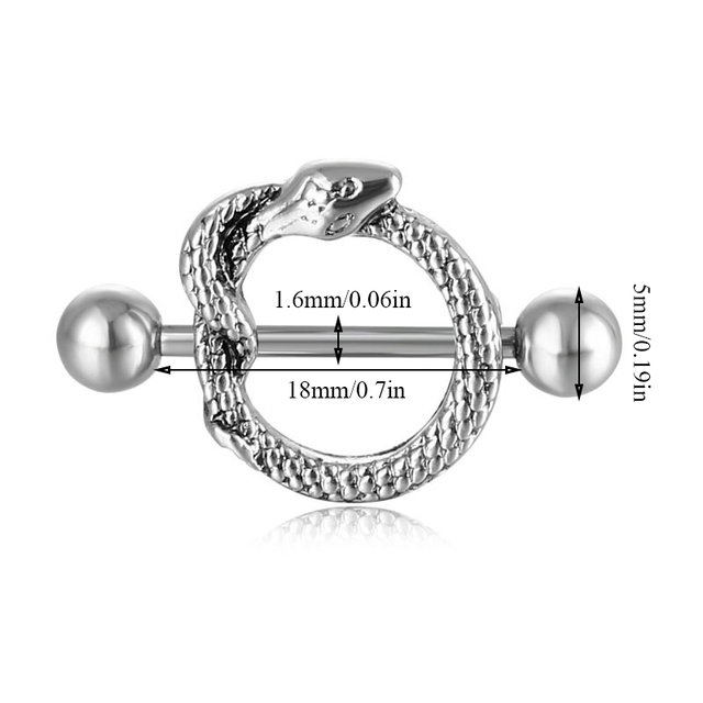 Pierścienie na sutki ze stali nierdzewnej w kształcie węża - biżuteria do ciała dla kobiet - Wianko - 2