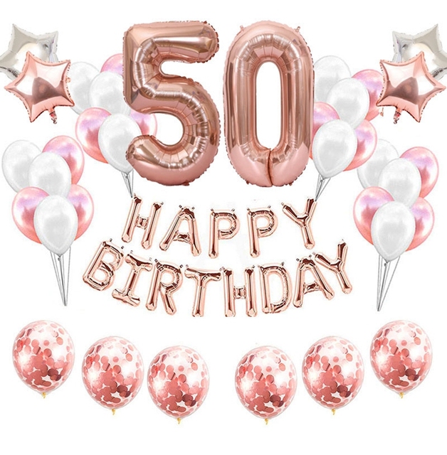 37 sztuk złotych foliowych lateksowych balonów cyfrowych dekoracji na urodziny - 10 15 16 21 25 30 35 40 50 60 lat - Wianko - 8
