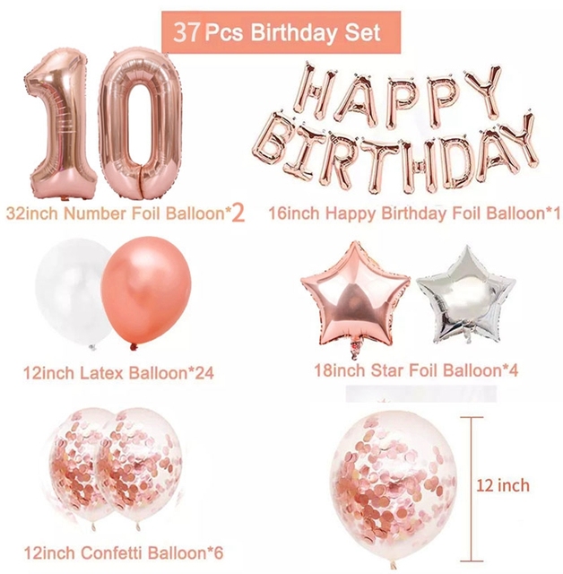 37 sztuk złotych foliowych lateksowych balonów cyfrowych dekoracji na urodziny - 10 15 16 21 25 30 35 40 50 60 lat - Wianko - 2