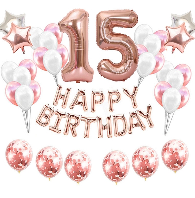 37 sztuk złotych foliowych lateksowych balonów cyfrowych dekoracji na urodziny - 10 15 16 21 25 30 35 40 50 60 lat - Wianko - 4