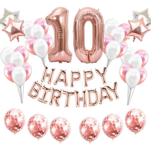 37 sztuk złotych foliowych lateksowych balonów cyfrowych dekoracji na urodziny - 10 15 16 21 25 30 35 40 50 60 lat - Wianko - 3